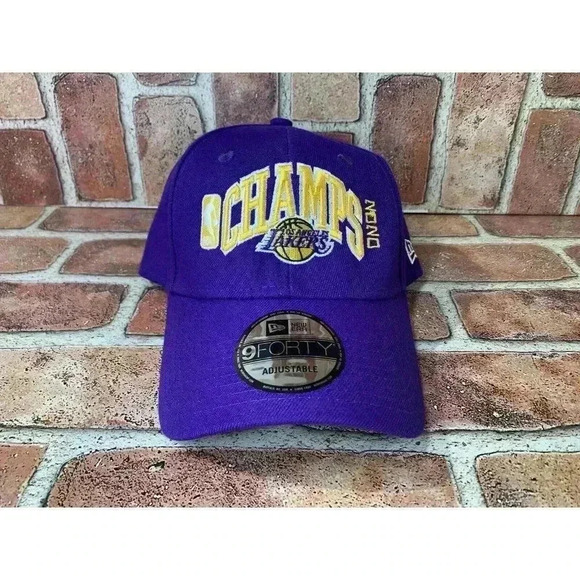 New Era Los Angeles Lakers 2020 CHAMPS Adjustable Dad Hat Classic 9FORTY Purple - Picture 1 of 8